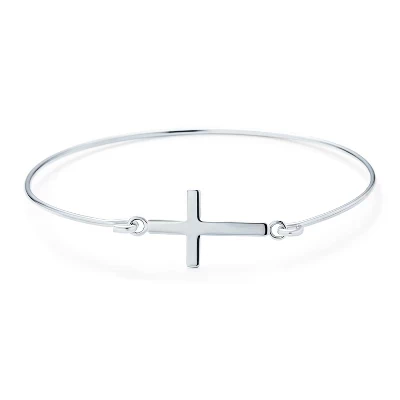 Браслет Bling Jewelry с крестом, серебро 925, серебряный