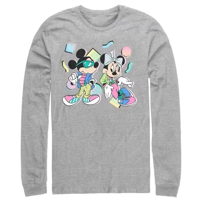 Мужской лонгслив Mickey Mouse, Микки и Минни, серый меланж