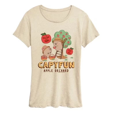 Женская футболка CapyFun Apple Orchard с принтом, birch
