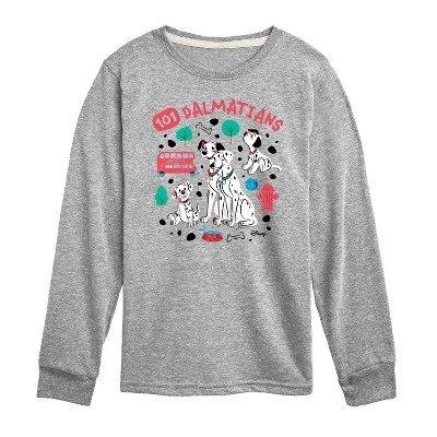 Коллаж из графической футболки семьи Далматин с длинным рукавом athletic heather