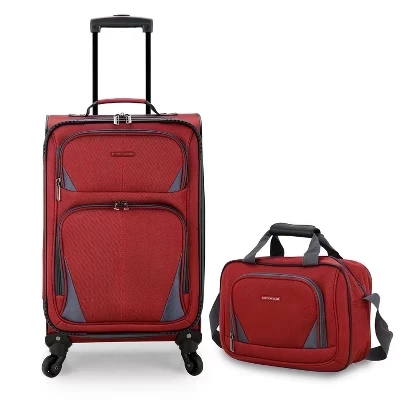 Расширяемый багаж U.S. Traveler Forza Softside с вращающимся колесом, сумка-тоут - комплект ручной клади из 2 предметов (23/14), красный