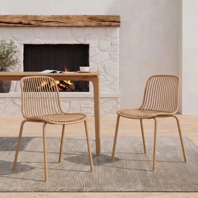 Обеденные стулья Marina Outdoor из пластика и железа (комплект из 2-х) желтого цвета
