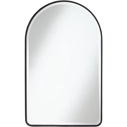 Декоративное настенное зеркало Clara Arch Top Vanity в современной скошенной матовой черной металлической раме шириной 24 дюйма для ванной комнаты, спальни, гостиной, прихожей дома