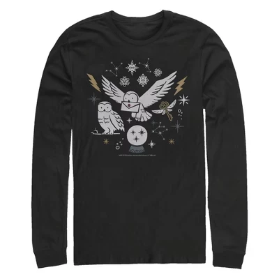Мужская рубашка с длинным рукавом Hedwig Winter Owl черного цвета