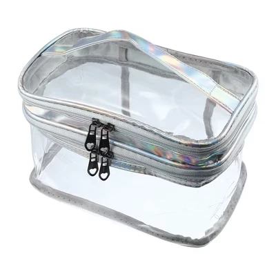 Двухъярусная косметичка Unique Bargains, серебристая