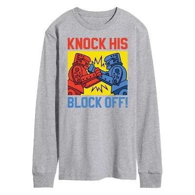 Мужская футболка с длинным рукавом и графическим рисунком Robot Art - Knock His Block Off athletic heather