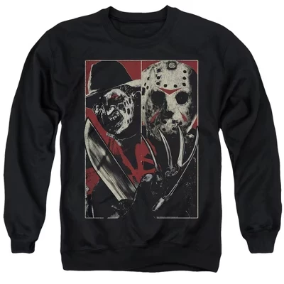 Толстовка с круглым вырезом для взрослых Freddy Vs Jason Vs Adult черная