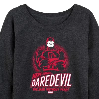 Women's -  - Daredevil Lightweight French Terry Wide Neck Long Sleeve Graphic Shirt heather charcoal