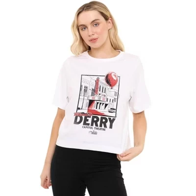 Укороченная футболка свободного покроя Women's Welcome To Derry Capitol Theatre белого цвета