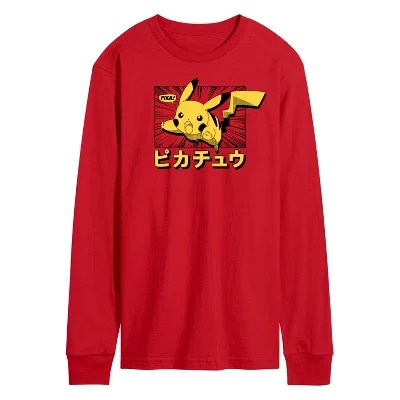 Мужской лонгслив Pokémon Pikachu Kanji, красный