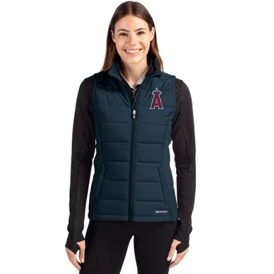 Женский жилет на молнии Los Angeles Angels Evoke Hybrid Softshell из переработанного материала синего цвета