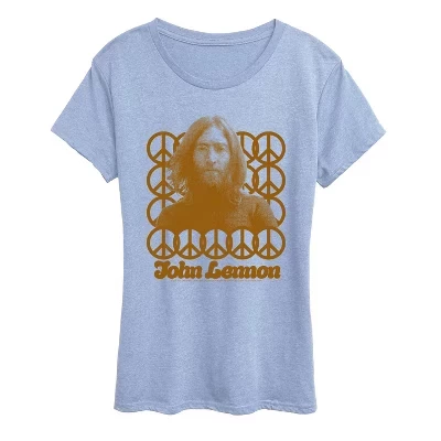 Женская футболка John Lennon «Портрет мира», синяя