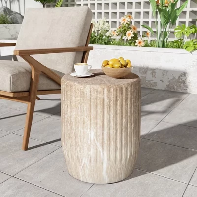 Современный многофункциональный резной столик из легкого бетона Hava Outdoor Side Table gold