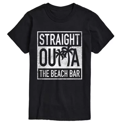 Мужская футболка Straight Outta the Beach Bar с коротким рукавом и графическим рисунком, черная