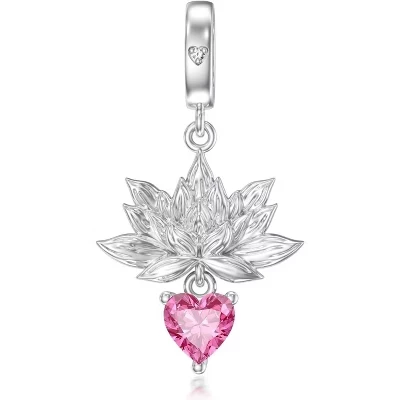 Серебряные бусины-талисманы в виде животных: Кошки, собаки, Коалы, стрекозы и лотоса для браслетов и ожерелий 6-lotus