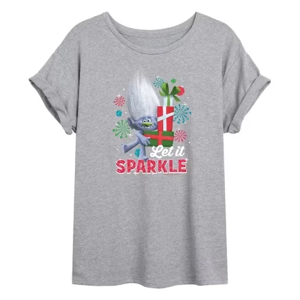 Women's -  - Let It Sparkle Guy Diamond Oversized Graphic T-Shirt heather grey
