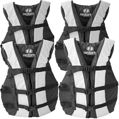 Спасательный жилет Hardcore life jacket 4 pack для взрослых; Одобренный береговой охраной спасательный жилет PFD III типа для плавания; Водные лыжи, вейкборд, каяк белого цвета