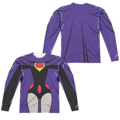 Мужская униформа Teen Titans Go Raven (принт спереди и сзади), костюм-футболка с длинным рукавом, белая
