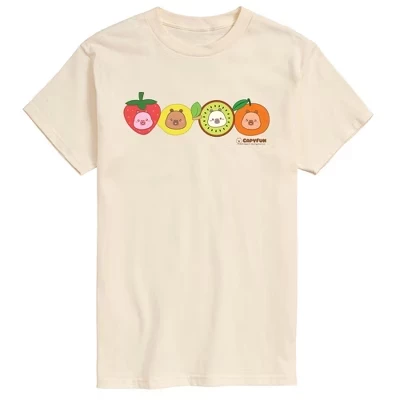 Мужская футболка с коротким рукавом Capy Fruits кремового цвета с графическим рисунком