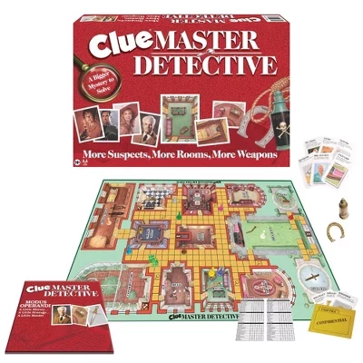 Настольная игра Games USA – Clue Master Detective, Крупногабаритное металлическое оружие цвета латуни, Самая крупная игра-разгадка в истории, До 10 игроков, Возраст от 10 лет, разноцветная