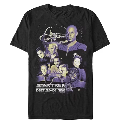 Мужская футболка с коллажем из девяти членов экипажа Deep Space Nine, черная