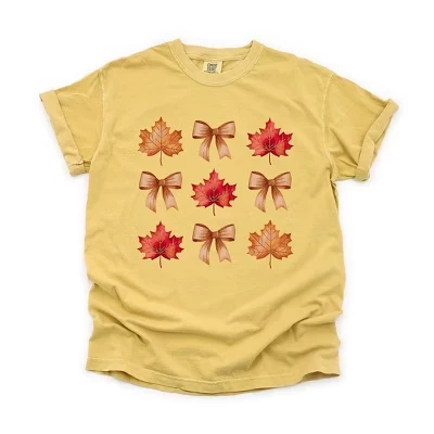 Женская футболка Coquette Fall Leaf Chart с коротким рукавом, окрашенная в горчичный цвет