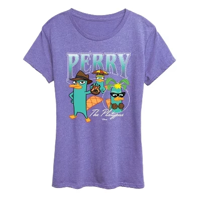 Женская футболка Perry Platapus Bootleg с коротким рукавом и графическим рисунком heather periwinkle