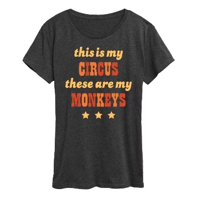 Женская футболка Circus My Monkeys с коротким рукавом и графическим рисунком heather charcoal