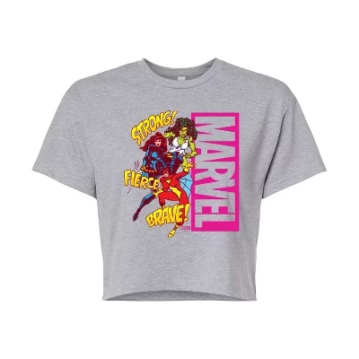 Women's -  - Super Hero Women Sound Effects Cropped Graphic T-Shirt gray