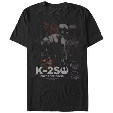 Мужская футболка со схематичным принтом Rogue One K-2SO и деталями изгоя одного
