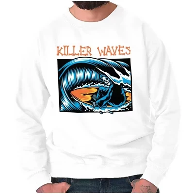 Толстовка Skeleton Reaper Surfer Killer Waves для мужчин или женщин белого цвета