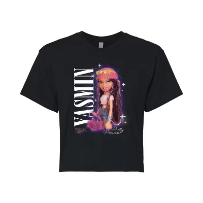 Женская укороченная футболка Bratz Yasmin с принтом, черная