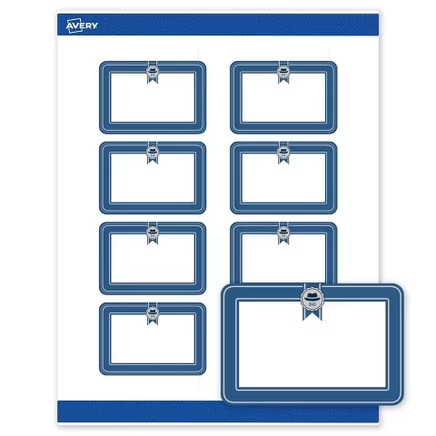 Этикетки Avery 5 × 7,6 см, 160 шт., синие и серебристые