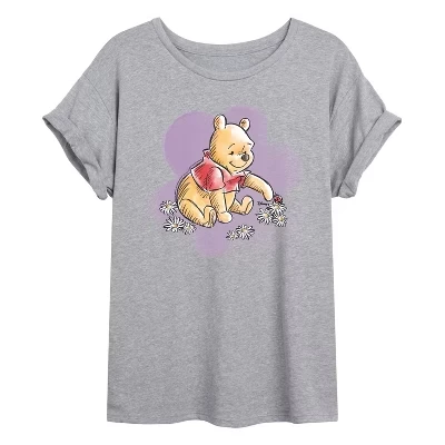 Женская футболка оверсайз с цветочным рисунком Winnie серого цвета