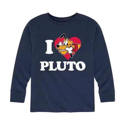 I Love Pluto Long Sleeve Graphic T-Shirt blue