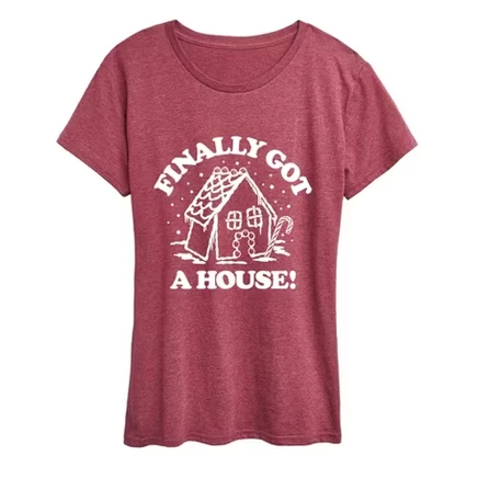 Женская футболка Finally Got a House с коротким рукавом и рисунком heather burgundy