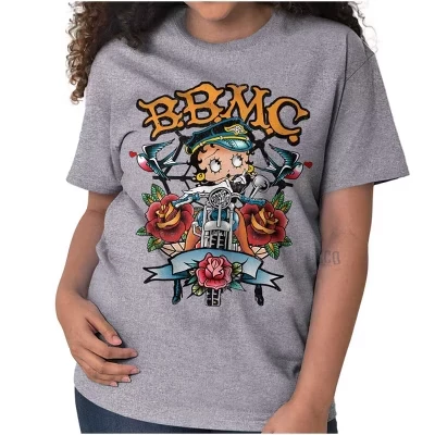 Байкерские футболки с татуировкой BBMC Roses Tattoo Женские футболки с графическим принтом Brisco Brands