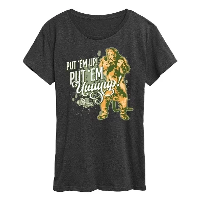 Женская футболка Cowardly Lion Put Em Up с коротким рукавом и графическим рисунком heather charcoal