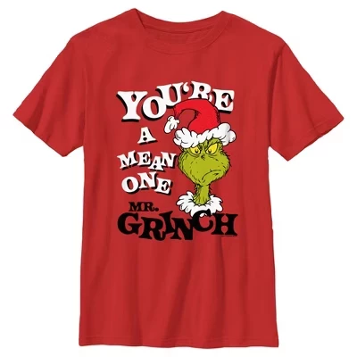 Футболка с рисунком Dr. Seuss Christmas Mean One для мальчиков, красная