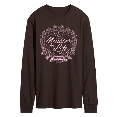 Мужская футболка Monster For Life Coquette с длинным рукавом и графическим рисунком коричневого цвета