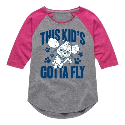 Футболка для девочек - Paw Patrol - This Kids Gotta Fly с регланом и графическим принтом 