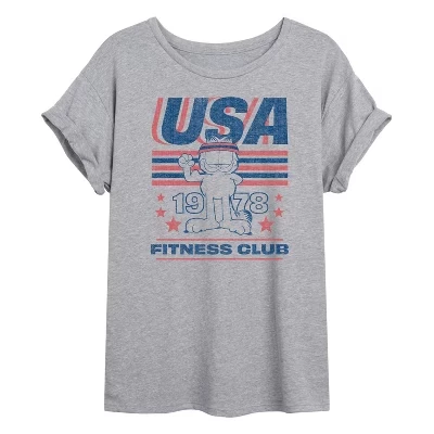 Женская - - Футболка USA Fitness Oversize с графическим рисунком серого цвета