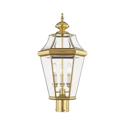 Фонарь Livex Lighting 3-ламповый, полированная латунь