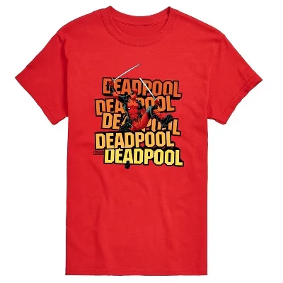 Men's -  - Deadpool Katana Pose Short Sleeve Graphic T-Shirt red