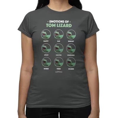Женская футболка Pixar Hoppers Emotion Of Tom Lizard цвета древесного угля
