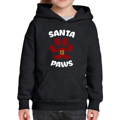 Детское худи LA Pop Art Santa Paws, черное
