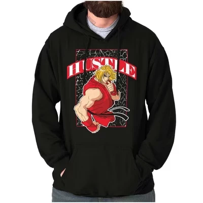 Видеоигра Street Fighter Ken Hustle Hoodie Толстовка с капюшоном Женская мужская лицензионная черная