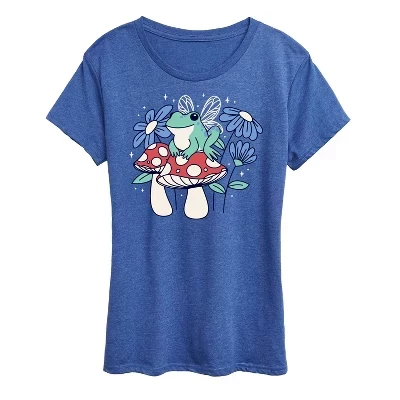 Женская футболка с коротким рукавом и рисунком сказочной лягушки heather royal blue