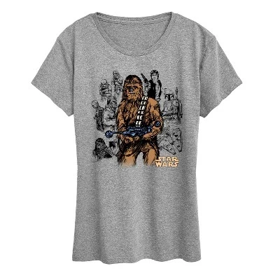 Женская футболка Chewie Lines с коротким рукавом и графическим рисунком серого цвета