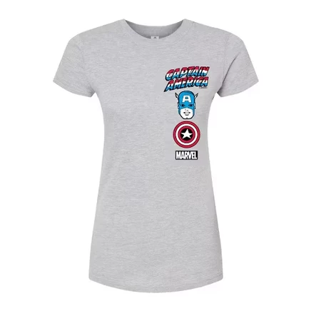 Женская приталенная футболка с логотипом Captain America и графическим рисунком heather grey